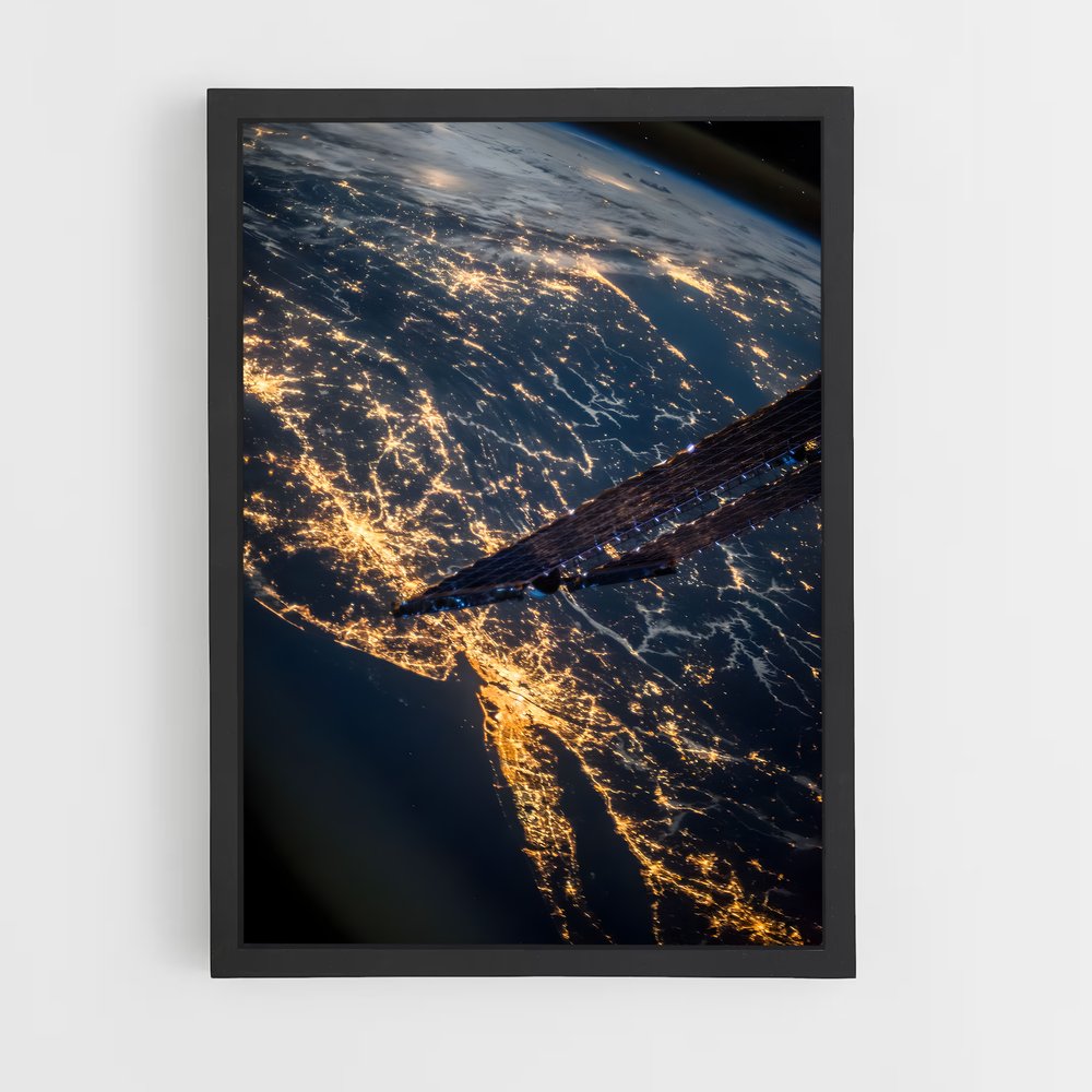 Poster Terre Éclairée – affiche Système solaire (vue 2)